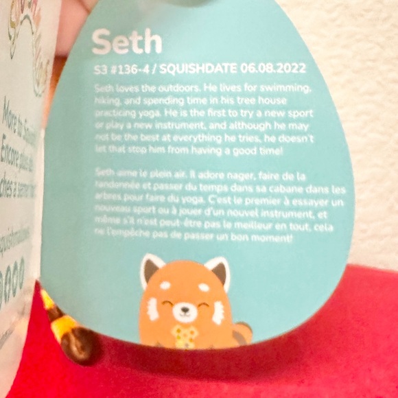 Squishmallow SETH the RED PANDA with COOKIE 3.5 Inch Clip Plush - Picture 3 of 3
